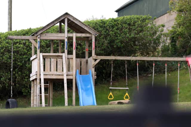 A children's playground in the garden of the farm on the Whitepark road, Ballycastle where a mother and daughter where killed in a crash