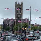 Flags erected in Portadown Town Centre.