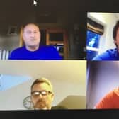 On the cricket podcast are, clockwise, from top left, Uel Graham, Alistair Bushe, Derek Heasley and Neil Doak