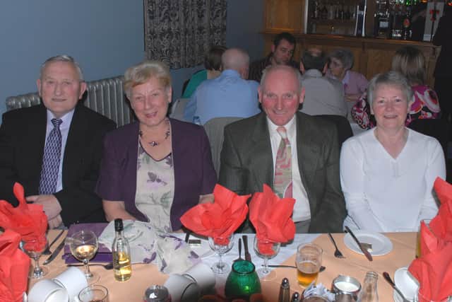 Pictured at the 125th anniversary dinner of Magheramorne Silver Band in St Johns Masonic Centre are Bill and Nathaleen Liddle with Ken and Elizabeth Campbell. LT47--022 PSB
