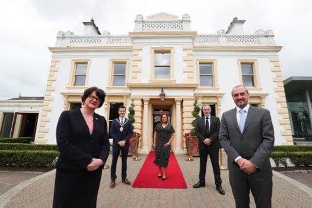First Minister, Arlene Foster, visited Galgorm Spa & Golf Resort to see first-hand the new additions to the award-winning Thermal Village & Spa along with the Resort’s enhanced safety measures ahead of reopening on July 24
