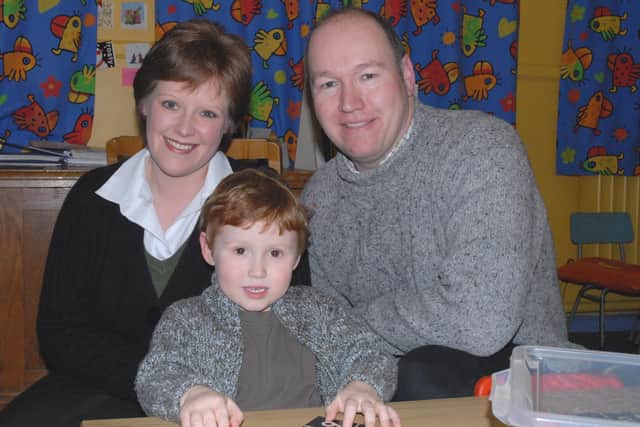 Attending the Glynn Primary School open night are Hazel and Paul Wynn with 3 year old son Robin.LT50--021 PSB