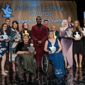 Winners of the 2019 National Lottery Awards with TV presenter Ore Oduba