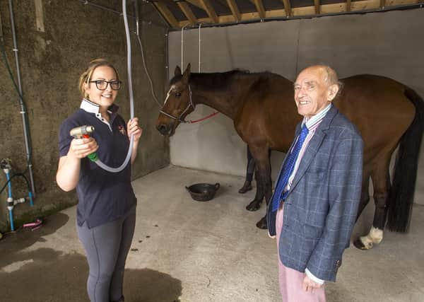 Gillian Patterson from Hagans Croft Equestrian talks to Alderman Dillon MBE, Development Committee Chairman about her experience with the first round of the Rural Business Development Grant Scheme.