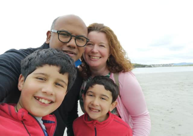 Dr Chandranath with his family, wife Emma and children Alfie and Isaac.