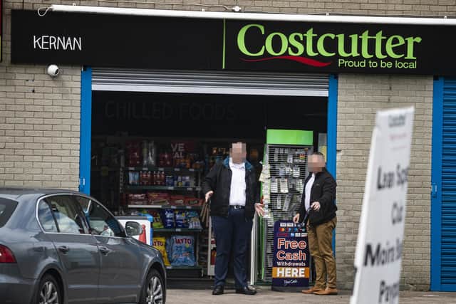 Detectives at Kernans Costcutter on the Lurgan Road, Craigavon after a Daring late night Ram Raid attempt on the business, thieves attempted to steal the in-store ATM but failed in their attempts CONOR KINAHAN/PACEMAKER PRESS