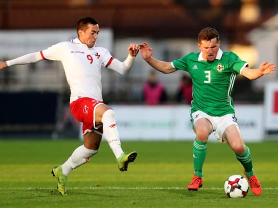 Former Glenavon star Bobby Burns (right) has joined Barrow