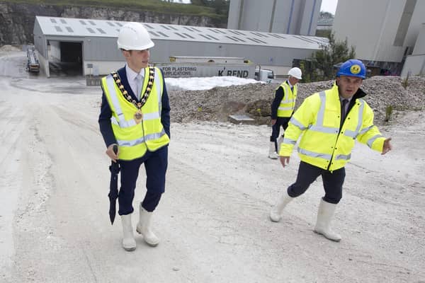 Mayor Cllr Peter Johnston was given a tour of Kilwaughter Minerals recently.