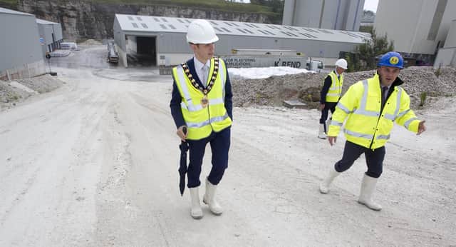 Mayor Cllr Peter Johnston was given a tour of Kilwaughter Minerals recently.