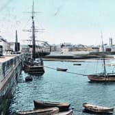 An old postcard showing Donaghadee harbour