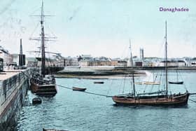 An old postcard showing Donaghadee harbour