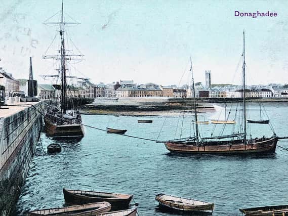 An old postcard showing Donaghadee harbour