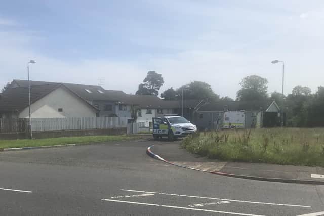 Police at the scene of the Carrick alert.