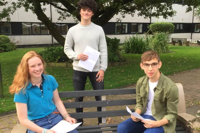 Congratulations to A2 students Rachel Currie, James Murphy and Matthew McLain on their top grades at A level.