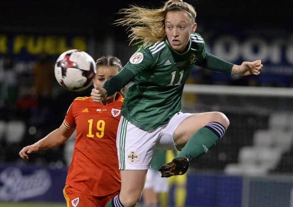 Lauren Wade (right) on international duty with Northern Ireland. Pic by PressEye Ltd.