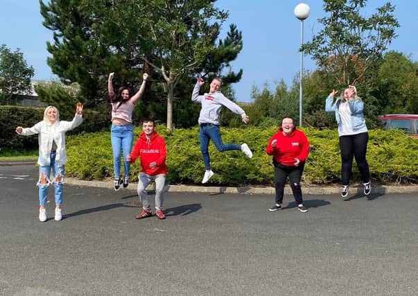 Aimee, Sophie, Scott, Brad, Grace and Caitlin  - some of the many students who have been jumping for joy over their results today at North  Coast Integrated College