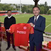 Leon Blanche head of communications at BoyleSports bookmakers pictured with Larne Chairman Gareth Clements and manager Tiernan Lynch after the betting giants teamed up with the Larne club to have their logo on the playing shirts.

Photo by Stephen Hamilton



Inver Men Confirm Deal with Ireland's Largest Bookmaker as Principal Partners

BoyleSports have been unveiled as brand new sponsors after agreeing a principal partnership deal with Larne FC for the upcoming 2020/21 season.

The agreement will see the BoyleSports logo adorn the front of the playing kit for both senior men and ladies' sides in what represents the company's first football sponsorship deal in Northern Ireland.

Established by John Boyle when he opened his first shop in Markethill, County Armagh in 1982, BoyleSports is Ireland's largest owned bookmaker and boasts over 300 shops across the UK and Ireland.

The family-owned firm realised a long-held ambition earlier this year by bolstering its presence in Northern Ireland with the acquisition o