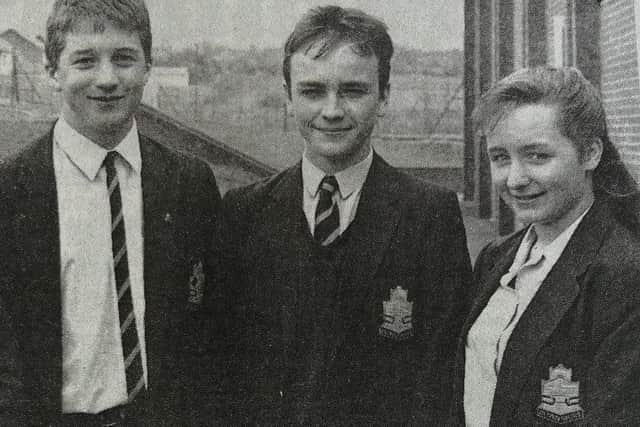 The Downshire School Team who came third in the finals of the  Natural Gnashers Dental Quiz in Ballymena - Lisa, Andrew, Thomas and Jennifer.
1991