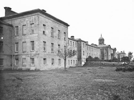 The Belfast Asylum, which was designed by Francis Johnston and William Murphy, opened in 1829  on the Falls Road. In the late 1920s the buildings were demolished and the site cleared to make way for the Royal Maternity Hospital. Picture: National Library of Ireland