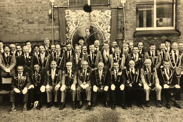 Sir Knights Beaconsfield Chosen Few RBP 14 at Lisburn Cathedral for the Last Saturday in August morning 1983. Picture courtesy of William McFarland