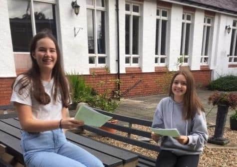 Connie Duncan,10 A stars with Katie Conn, eight A stars and A and B grade celebrate excellent GCSE results.