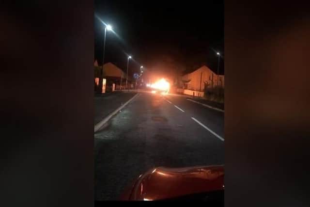 Petrol bombs were fired during rioting in Lurgan, Co Armagh.