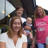 The Greer family from Dromara are featuring in the new Cancer Focus NI breast cancer awareness campaign. Back row, Zara Greer and Oliver Jess and Caroline Greer; front row, Louise Richardson and Joy Greer