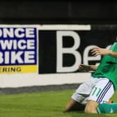 Mark Sykes on duty for Northern Ireland under 21s. Pic by Pacemaker.