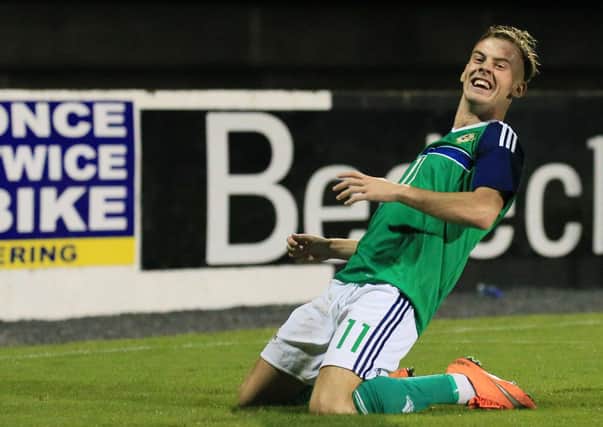 Mark Sykes on duty for Northern Ireland under 21s. Pic by Pacemaker.