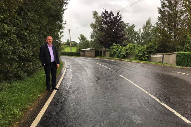 Mr William Irwin DUP MLA at the Drumnasoo junction on the Loughgall/Portadown Road.