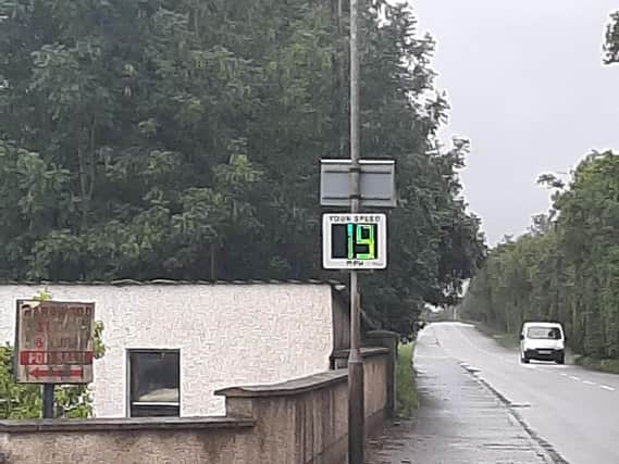 The new speed indicator device outside the school.