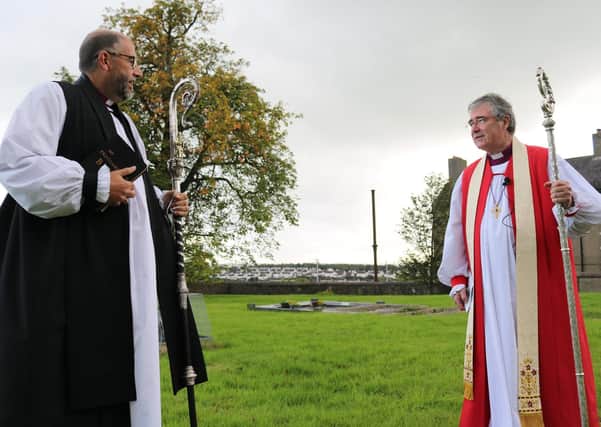 Archbishop of Armagh John McDowell, right, and the Rt Rev George Davison following the consecration of the new Bishop of Connor in Armagh.