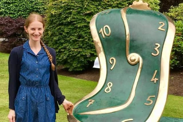 With Dali's 'Melting Clock'  sculpture at the Culloden Hotel's 'Art in the Park' exhibition in 2019