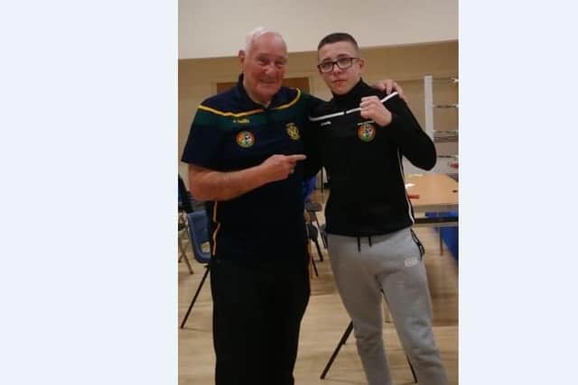 Ronan Mongan with boxing trainer Gerry Storey.