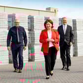 Economy Minister Diane Dodds pictured with, from left, Glenn Robinson, Tobermore General Manager, Kevin Holland, Invest NI CEO, and David Henderson, Tobermore Managing Director.