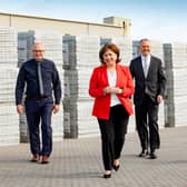 Economy Minister Diane Dodds pictured with, from left, Glenn Robinson, Tobermore General Manager, Kevin Holland, Invest NI CEO, and David Henderson, Tobermore Managing Director.