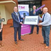 Pictured is (left to right) Louise Hall,  Good Relations Assistant at Mid Ulster District Council; Chair of Mid Ulster District Council, Councillor Cathal Mallaghan; Paul Killen, Policy Officer at Community Relations Council and John McCallister, Board Member of the Community Relations Council.