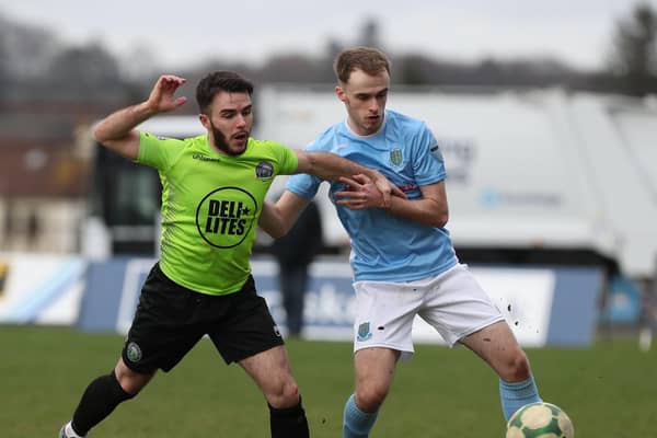 Former Ballymena United defender Conor Quigley (right) has signed a one year deal with Institute. Picture by Desmond Loughery/Pacemaker