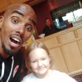 Sir Mo Farah joins Eva for a 'selfie' at the Curran Court Hotel, Larne, on Saturday afternoon.