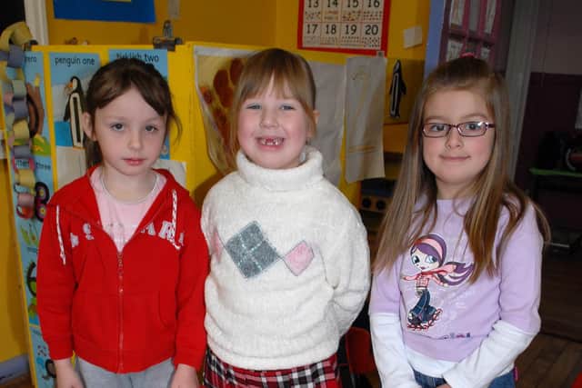 Natalie, Amy and Kaitlin pictured at the Glynn P.S. non uniform day for Children in Need. LT47-339-PR