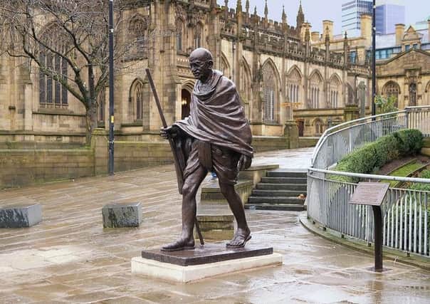 Gandhi statue outside Manchester Cathedral. Picture: David Dixon/GeographAE Britain and Ireland