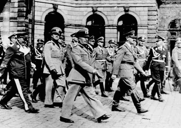 Photograph dated from 1939 of (from left) Hermann Goering, Count Ciano, Benito Mussolini, Adolf Hitler and Heinrich Himmler (in SS uniform). Picture: PA/PA Wire