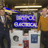 Pat Clarke of Brypol Electrical, Carrickfergus, with the Mayor of Mid and East Antrim, Cllr Peter Johnston.