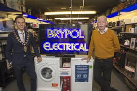 Pat Clarke of Brypol Electrical, Carrickfergus, with the Mayor of Mid and East Antrim, Cllr Peter Johnston.