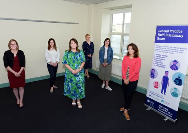 The first five Social Workers have been appointed to local GP Practices (Meadowlands and Clanrye Surgeries, Newry and Dr McNiff and Partners at Banbridge Group Surgery) as part of a new project to transform primary care in the area. From left to right are: Elaine Trainor, MDT Social Worker, Sharon Campbell, MDT Social Worker, Martina McAloon, MDT Social Work Lead, Fidelma Ruddy, MDT Social Worker, Craigene Wilkinson, MDT Social Worker, Valerie Berry, MDT Social Worker.