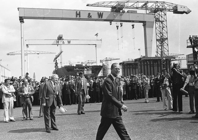 The Duke of Edinburgh visiting Harland and Wolff during the Royal Jubilee visit in July 1977. Picture: News Letter archives