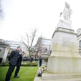 A ceremony to mark the 104th anniversary of the sinking of the RMS Titanic at the Titanic Memorial in the grounds of the City Hall in Belfast in April 2016. Picture: Jonathan Porter/PressEye