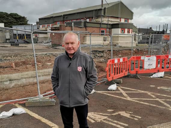Councillor Brian McGuigan at the Coleraine Road site.