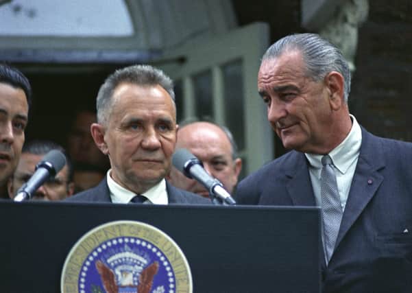 Alexei Kosygin with US President Lyndon B Johnson at the 1967 Glassboro Summit Conference
