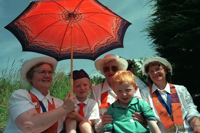 Pictured during the Twelfth in July 2002 are Eve Johnston, George Williamson, Elizabeth Johnston, Andrew Williamson and Elizabeth Williamson. Picture: John Rush/News Letterarchives